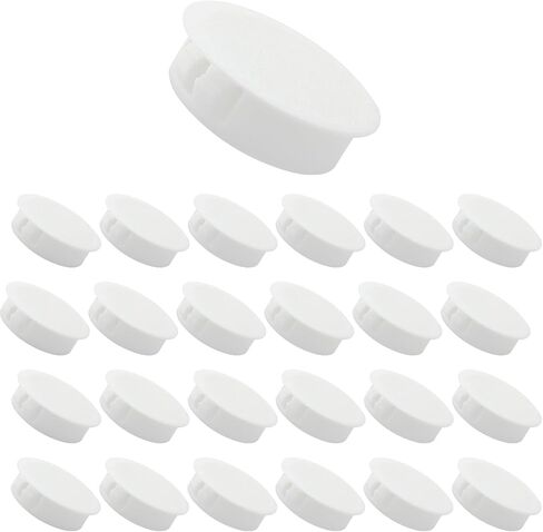 25PCS 0.51 Inch / 13mm Hole Plugs, Plastic Flush Type Hole Plugs Snap in Locking Hole Tube, Furniture Fencing Post Pipe Insert End Caps (White) in Saudi Arabia
