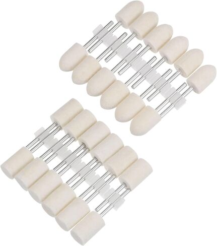 uxcell 24Pcs Wool Felt Mandrel Mounted Polishing Bits 12mm Dia 1/8" Shank 2 Shaped Grinding Buffing Wheel for Watch Jewelry Rotary Tool in Saudi Arabia