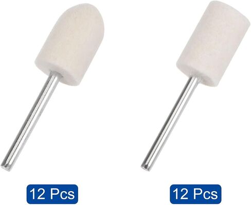 uxcell 24Pcs Wool Felt Mandrel Mounted Polishing Bits 12mm Dia 1/8" Shank 2 Shaped Grinding Buffing Wheel for Watch Jewelry Rotary Tool in Saudi Arabia