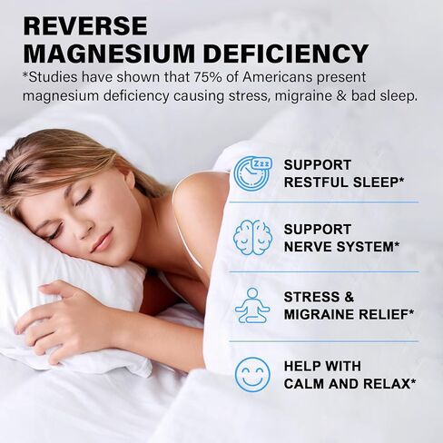 مكملات المغنيسيوم 8 أشكال، 500 مجم مركب مغنيسيوم كامل، جليسينات المغنيسيوم، مالات، سيترات وD3، B6، مغنيسيوم عالي الامتصاص للهدوء والنوم والمزاج والعضلات الصحية، عبوتان in Kuwait