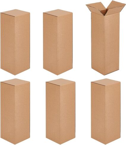 PH PandaHall Packaging Tall Corrugated Shipping Boxes 4"L x 4"W x 11.7"H(Pack of 6) - Gift Packaging Boxes Rectangle Cardboard Jewelry Boxes for Home or Business, Strong Wholesale Bulk Boxes, Tan in Saudi Arabia