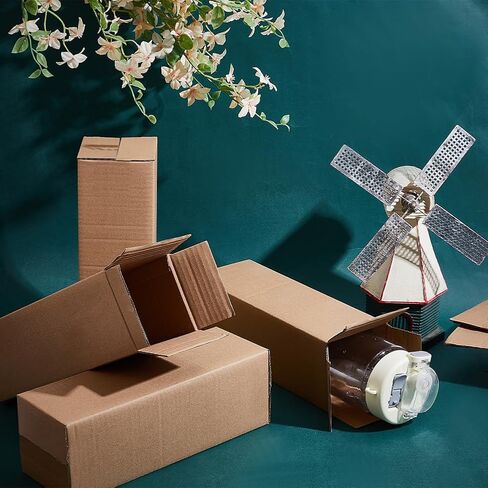 PH PandaHall Packaging Tall Corrugated Shipping Boxes 4"L x 4"W x 11.7"H(Pack of 6) - Gift Packaging Boxes Rectangle Cardboard Jewelry Boxes for Home or Business, Strong Wholesale Bulk Boxes, Tan in Saudi Arabia