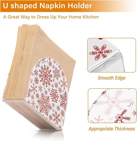 Napkin Holder Acrylic Napkin Dispenser Napkin Stand,Christmas Snowflake Great for Kitchen Counter, Dining Table, Bathroom Vanity in Kuwait