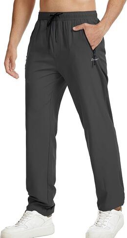 Surenow Men's Athletic Running Sweatpants Lightweight Stretch Jogger Track Pants Tapered Workout Gym Pants with Zipper Pocket in Saudi Arabia