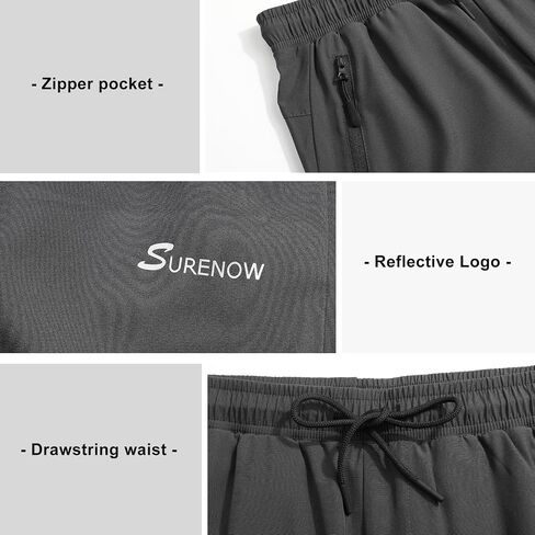 Surenow Men's Athletic Running Sweatpants Lightweight Stretch Jogger Track Pants Tapered Workout Gym Pants with Zipper Pocket in Saudi Arabia
