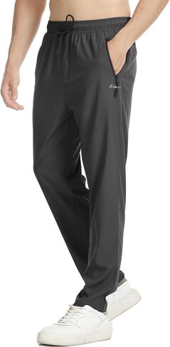 Surenow Men's Athletic Running Sweatpants Lightweight Stretch Jogger Track Pants Tapered Workout Gym Pants with Zipper Pocket in Saudi Arabia