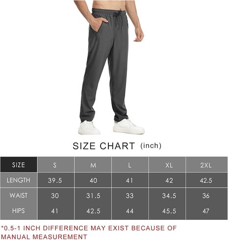 Surenow Men's Athletic Running Sweatpants Lightweight Stretch Jogger Track Pants Tapered Workout Gym Pants with Zipper Pocket in Saudi Arabia