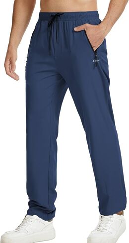Surenow Men's Athletic Running Sweatpants Lightweight Stretch Jogger Track Pants Tapered Workout Gym Pants with Zipper Pocket in Saudi Arabia