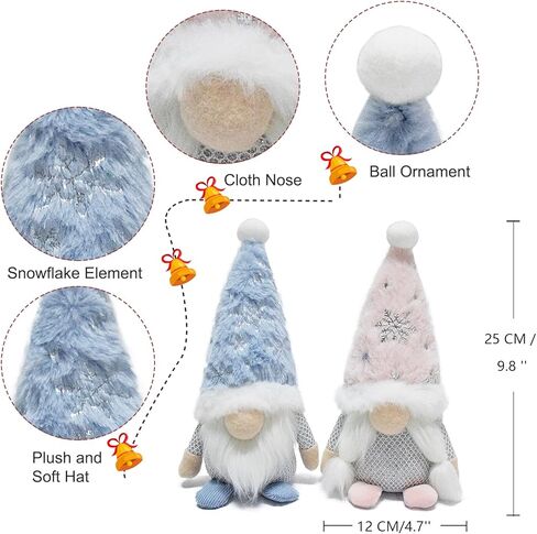 attiigny عيد الميلاد الديكور الوردي الأزرق ندفة الثلج التماثيل، عطلة عيد الميلاد المنزل الحلي منضدية سانتا التماثيل، مهرجان ديكور السويدية أفخم الهدايا gonk in Kuwait