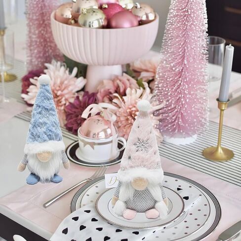 attiigny عيد الميلاد الديكور الوردي الأزرق ندفة الثلج التماثيل، عطلة عيد الميلاد المنزل الحلي منضدية سانتا التماثيل، مهرجان ديكور السويدية أفخم الهدايا gonk in Kuwait