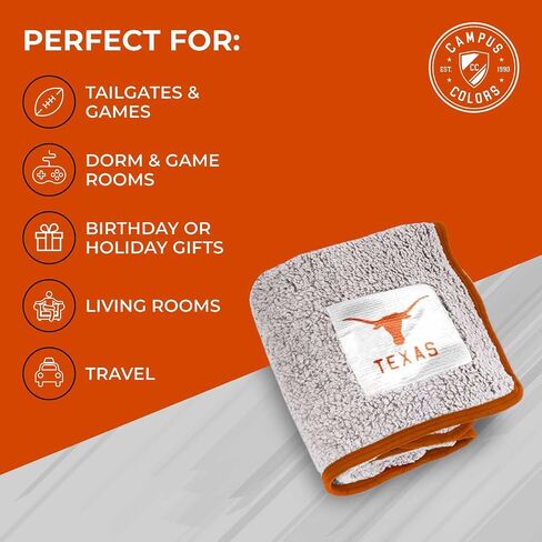 Northwest NCAA Silk Sherpa College Throw Blanket - Super Soft & Fluffy - 60" x 50" - Experience Ultimate Comfort and Coziness (Texas Longhorns - Texas Orange) in Saudi Arabia