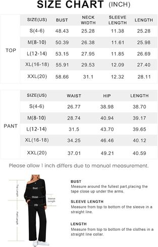 PRETTYGARDEN Womens Fall Fashion 2024 Two Piece Outfits Ribbed Long Sleeve Off Shoulder Tops and Wide Leg Pants with Pockets in Saudi Arabia
