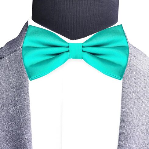 Branduce Mens Solid Color Double Fold Pre-tied Bow Tie and Pocket Square Set in Kuwait