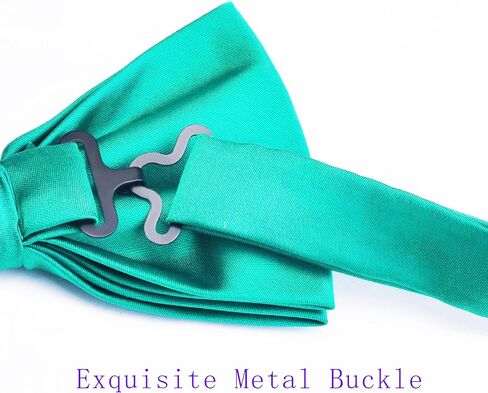 Branduce Mens Solid Color Double Fold Pre-tied Bow Tie and Pocket Square Set in Kuwait
