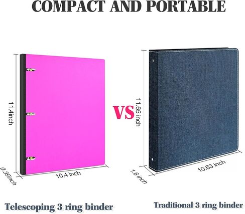 1 Inch Telescoping 3 Ring Binder- 1 PCS-Black, Portable Plastic Binder with Telescoping Spine, 3 Ring Binder with Foldable Front Cover Holds 8.5" x 11" Paper for School,Office and Homes in Saudi Arabia