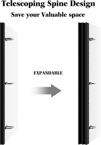1 Inch Telescoping 3 Ring Binder- 1 PCS-Black, Portable Plastic Binder with Telescoping Spine, 3 Ring Binder with Foldable Front Cover Holds 8.5" x 11" Paper for School,Office and Homes in Saudi Arabia