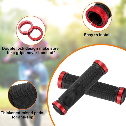 HARFINGTON Bike Handlebar Grips Double Lock on Non-Slip Bicycle Grips Handlebars for Mountain Road Foldable MTB BMX Scooter Cruiser Tricycle in Kuwait