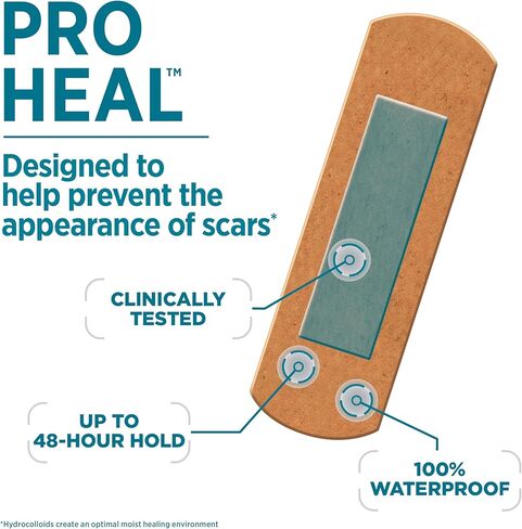 Band-Aid Brand Pro Heal Adhesive Bandages with Hydrocolloid Gel Pad, Clinically Tested, Better Healing of Minor Wounds, Waterproof Bandages, Sterile First Aid Bandages, One Size, Twin Pack, 2 x 10 ct. in Saudi Arabia