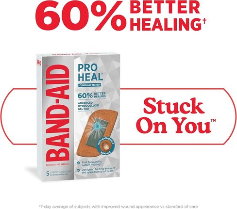 Band-Aid Brand Pro Heal Adhesive Bandages with Hydrocolloid Gel Pad, Clinically Tested, Better Healing of Minor Wounds, Waterproof Bandages, Sterile First Aid Bandages, One Size, Twin Pack, 2 x 10 ct. in Saudi Arabia