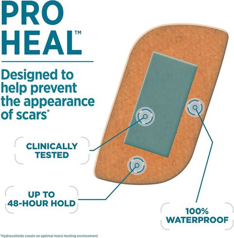 Band-Aid Brand Pro Heal Adhesive Bandages with Hydrocolloid Gel Pad, Clinically Tested, Better Healing of Minor Wounds, Waterproof Bandages, Sterile First Aid Bandages, One Size, Twin Pack, 2 x 10 ct. in Saudi Arabia