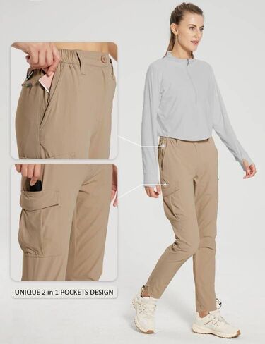 MOURCE Womens Hiking Pants Lightweight Quick Dry - Water Resistant Outdoor UPF 50 Cargo Pants for Women with Pockets in Kuwait