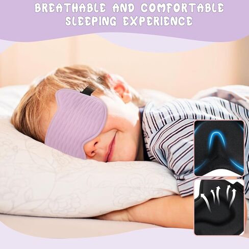 Kids Sleep Mask Eye Mask: 3D Contoured Cup Sleeping Mask, Blindfold with Adjustable Strap, Kids Eye Cover for Boys, Girls, Teens, Pressure-Free with Memory Foam Face Mask for Sleeping (Purple) in Saudi Arabia