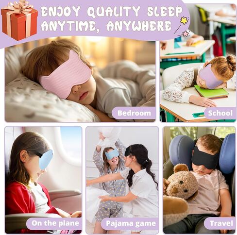 Kids Sleep Mask Eye Mask: 3D Contoured Cup Sleeping Mask, Blindfold with Adjustable Strap, Kids Eye Cover for Boys, Girls, Teens, Pressure-Free with Memory Foam Face Mask for Sleeping (Purple) in Saudi Arabia