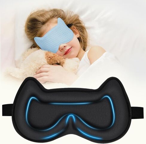 Kids Sleep Mask Eye Mask: 3D Contoured Cup Sleeping Mask, Blindfold with Adjustable Strap, Kids Eye Cover for Boys, Girls, Teens, Pressure-Free with Memory Foam Face Mask for Sleeping (Purple) in Saudi Arabia