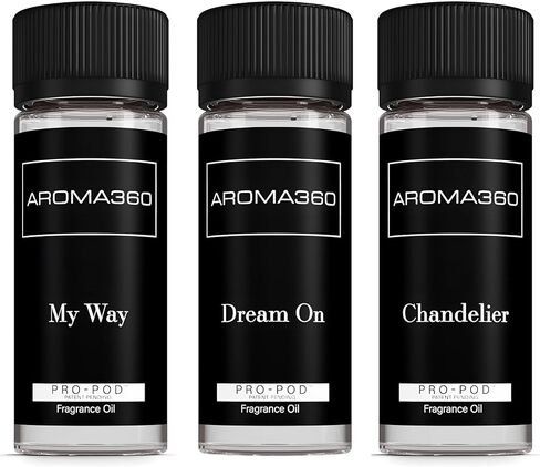 زيت موزع عطور Aroma360 Pro-Pod - مجموعة مكونة من 3 قطع - 50 مل - My Way، Chandelier، Dream On in Kuwait