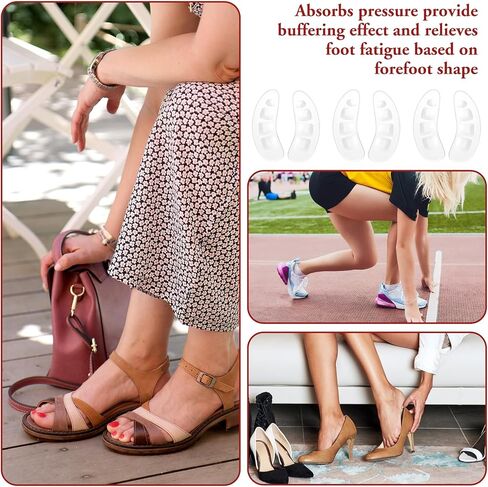 Women's Metatarsal Pads, 3 Pairs Ball of Foot Cushions for Heels Forefoot Pads High Heel Comfort Pads Non-Slip Silicone Shoe Pads Clear High Heel Cushion Inserts for Women Girls High Heels Shoes in Saudi Arabia