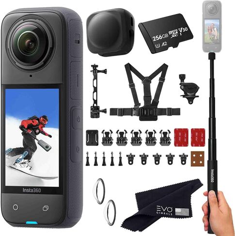 Insta360 X4 Snow Bundle- 8K Waterproof 360 Action Camera with 1/2" 48MP Sensors, 8K 360 HDR Video, 72MP 360 Photo, |Includes New Snow Bundle, Selfie Stick, Lens Cap (256GB) in Saudi Arabia