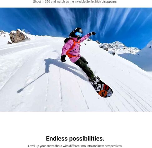 Insta360 X4 Snow Bundle- 8K Waterproof 360 Action Camera with 1/2" 48MP Sensors, 8K 360 HDR Video, 72MP 360 Photo, |Includes New Snow Bundle, Selfie Stick, Lens Cap (256GB) in Saudi Arabia