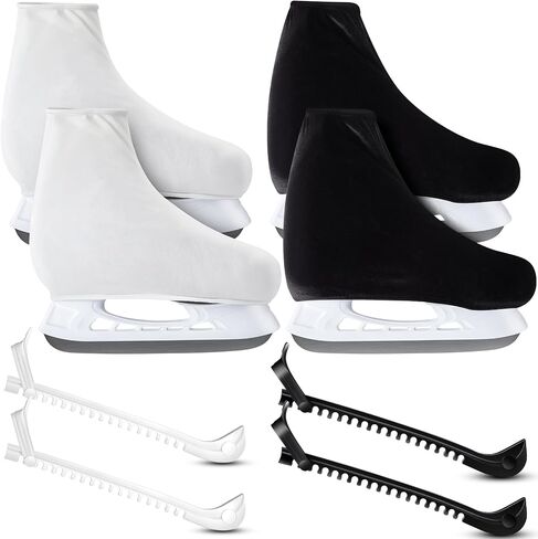4 Pairs Ice Skate Guards Gift Set Include 2 Pairs Ice Skate Boot Covers and 2 Pairs Adjustable Ice Skate Blade Covers Skate Guards for Figure Skating, Roller Skates, Ice Skating Accessories in Saudi Arabia