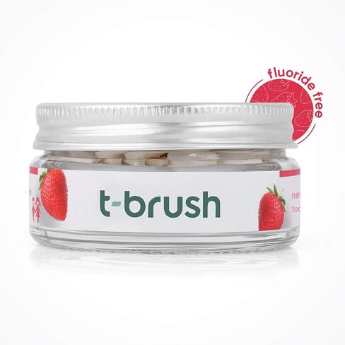T-brush Whitening Travel Toothpaste Tablets Natural Ingredients, SLS Free, Gluten Free, Cruelty Free, Eco Friendly Packaging, Vegan - Orange Flavoured- Fluoride Free- 90 Tablets in Saudi Arabia