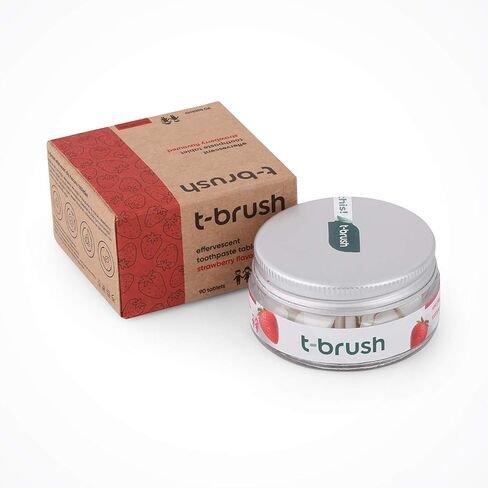 T-brush Whitening Travel Toothpaste Tablets Natural Ingredients, SLS Free, Gluten Free, Cruelty Free, Eco Friendly Packaging, Vegan - Orange Flavoured- Fluoride Free- 90 Tablets in Saudi Arabia