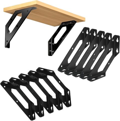 10 Pack Black Bigwaves L Bracket Medium-Sized, Stainless Steel Metal Corner Brackets for Wood, Three Sided Fixation 90 Degree Right Angle Bracket for Cabinets, Tables, and Bed Foot in Saudi Arabia