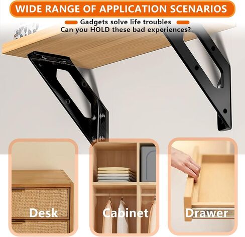 10 Pack Black Bigwaves L Bracket Medium-Sized, Stainless Steel Metal Corner Brackets for Wood, Three Sided Fixation 90 Degree Right Angle Bracket for Cabinets, Tables, and Bed Foot in Saudi Arabia