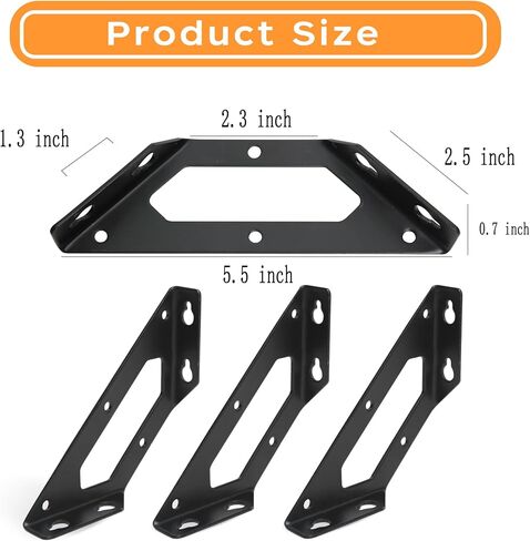 10 Pack Black Bigwaves L Bracket Medium-Sized, Stainless Steel Metal Corner Brackets for Wood, Three Sided Fixation 90 Degree Right Angle Bracket for Cabinets, Tables, and Bed Foot in Saudi Arabia