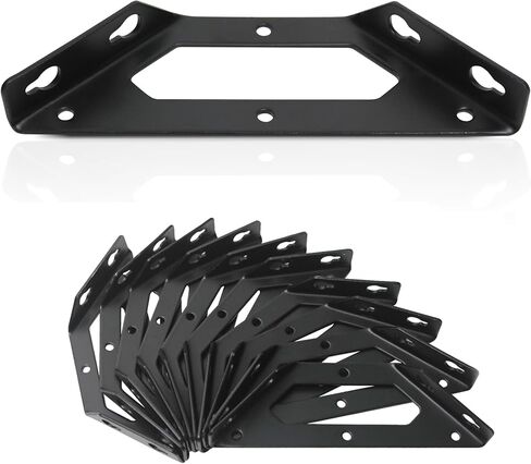10 Pack Black Bigwaves L Bracket Medium-Sized, Stainless Steel Metal Corner Brackets for Wood, Three Sided Fixation 90 Degree Right Angle Bracket for Cabinets, Tables, and Bed Foot in Saudi Arabia
