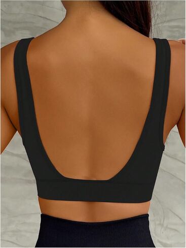 OYOANGLE Women's Deep V Neck Sports Bra Seamless High Support Workout Bras Low Back Fitness Yoga Bra in Saudi Arabia