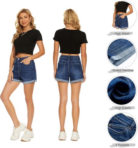 VIPONES Jean Shorts Womens High Waisted Stretch Summer Shorts for Women Trendy 2026 Outfits Casual Frayed Denim Shorts in Kuwait