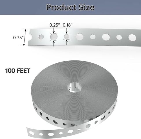 Galvanized Metal Pipe Strap 3/4-Inch x 100-Feet 24-Gauge for Pipe Support Metal Strapping with Holes Metal Pipe Hanger Strap in Kuwait