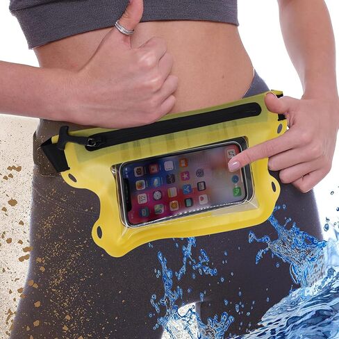 Waterproof Pouch with Adjustable Waist Strap - TPU Dry Bag with Touch-Screen Sensitivity for Paddleboarding, Boating, Swimming, Kayaking, and Outdoor Water Sports (Black） in Kuwait