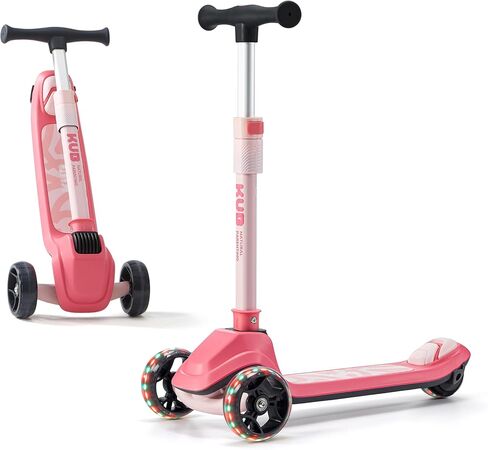 Kids Scooter, 3 LED Lighted Wheels, Any Height Adjustable Handlebar & Lean-to-Steer, Anti-Slip Deck, Easy-Fold Mechanism, Three-Wheel Scooter for Kids Ages 3-14（Pink） in Saudi Arabia