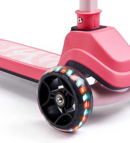 Kids Scooter, 3 LED Lighted Wheels, Any Height Adjustable Handlebar & Lean-to-Steer, Anti-Slip Deck, Easy-Fold Mechanism, Three-Wheel Scooter for Kids Ages 3-14（Pink） in Saudi Arabia