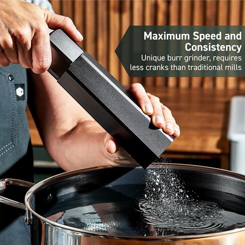 مجموعة مطحنة الملح والفلفل HexClad مع مطاحن احترافية قابلة للتعديل وأغطية لا تسبب الفوضى in Kuwait