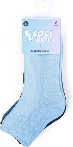 1SOCK2SOCK 6 Pack Diabetic Quarter Socks For Men and Women, Therapeutic, Non-Binding Circulatory, Silky Soft Cushioned Socks in Kuwait