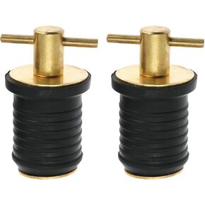 Nayciiy 2 Pcs Boat Plug Snap Plugs T Handle Boat Drain Plug Rubber Plugs with Brass/Stainless Steel Handle Marine Twist Plug Boat Accessories