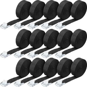 15 Pack Lashing Straps Adjustable Kayaks Tie Down Straps with Buckles Cam Buckle Straps up to 250lbs for Cargo, Luggage, Motorcycles, Truck, SUV, Car Roof Rack, SUP Surfboard (Army Green,16 Feet)