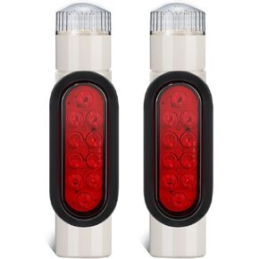 Partsam 2pcs Boat Trailer Guide on Post Pipe Light Set, IP67 Waterproof Boat Trailer Guide Pole Lights, Boat Trailer Turn Signal Brake Tail Lights 12V